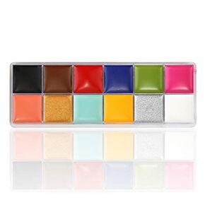 Face Body Paint 12 Colors Pro Stage Makeup Special Effect Cosmetics Pigment Oil Painting Art Palette Halloween Fancy Costume Cosplay Party Flash