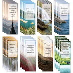 Spanish Christian Verses Bookmarks Books of The Bible Christian Bookmark 2.25x6.65 Inch Landscape Book Marks 40 Pack
