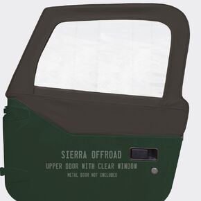 Sierra Offroad Jeep Half Doors for 1997 to 2006 Jeep Wrangler TJ - Black, Diamond Vinyl - 2 Door Skins with Plastic Clear Windows - Factory OEM Precision Fit Replacement - Upper Door Skin (Set of 2)