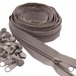 #5 White Nylon Coil Zippers by The Yard 10 Yards Bulk Zippers with 25pcs Zipper Pulls Sliders for DIY Sewing Crafts Bags Purses YIGUANXIN