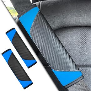 2PCS Seatbelt Cover Car Belt Cover Seatbelt Cushion, Carbon Fiber Wagon Seat Belt Pad Shoulder Strap Protection, Car Safety Seat Belt Strap Cushion Protect Your Neck and Shoulder(Blue)