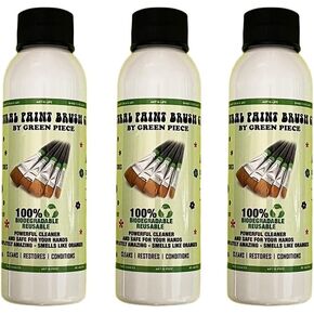 Green Piece® Amazing Paint Brush Cleaner for Paint Cleanup, Wet or Dry Paint, Brushes with Oil or Acrylic Paints, restores Wood Metal – 18 Ounce Completely Nontoxic 100% Natural (Pack of 2)