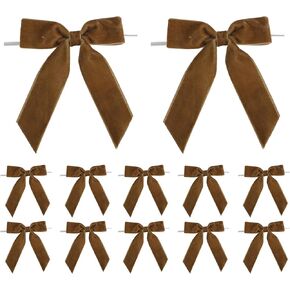 3.5" Burgundy Ribbon Pretied Bows Christmas Premade Bows, Dark Red Velvet Ribbon Bows with Twist Ties for Wreaths, Christmas Tree, Treat Bags, Gift Wrapping, Party Favor, Crafts-12 Counts