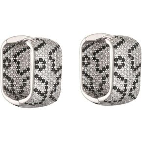 Snake Print Pave Crystal Huggie Hoop Earrings Chunky Wild Animal Iced Out Cuff Earrings Jewelry