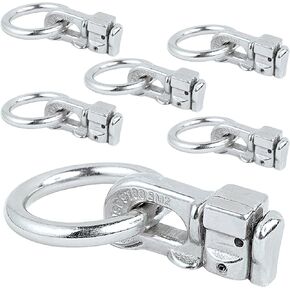 L Track Double Stud Tie Down Fitting with O-Ring, Use with L Track Rails in Truck, Van, Trailer to Create Instant Tie-Down Anchor Points, Bearing 5000 LBS Heavy Duty Steel, Pack of 6, Gold