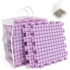 Adnkwolivt Blocking Mats for Knitting & Crochet Projects 9 Pack, Blocking Board for Crocheting Knitting Blocking Mats and Pins, 150 T-Pins and Storage Bag