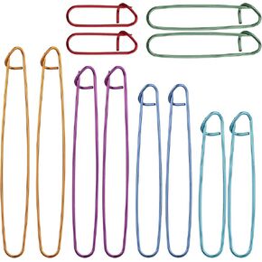 12pcs Knitting Stitch Holders, Handy Needles Crochet Hook Versatile Yarn Stitch Marker Metal Holder Colorful Knitting Cable Crochet Tool Aluminum Supplies Practical for Quilting Sewing (6 Sizes)