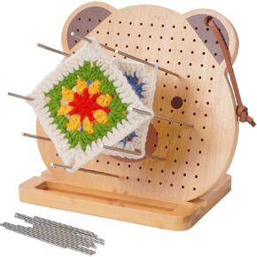 Opstin 9.3" Crochet Blocking Board with 20 Pins/Pegs, Blocking Board for Crocheting Knitting, Bamboo Granny Square Blocking Boards for Crochet Projects, Ideal Gifts for Mothers & Grandmothers