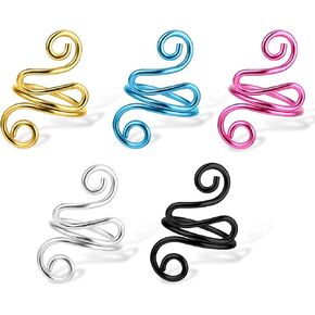 Lusofie 5 قطع حلقة كروشيه للإصبع قابلة للتعديل حلقة توتر كروشيه حلقات توتر مصنوعة يدويًا للحياكة والحياكة (الأصفر والوردي والأسود والأزرق والفضي)