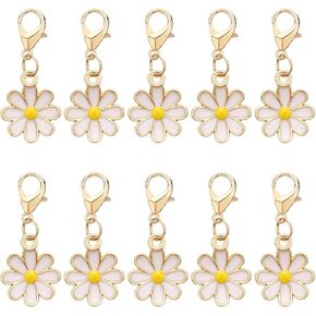 COMNICO 10 Pcs Stitch Markers for Knitting, Crochet-Daisy Flower Removable Stitch Markers Art Craft DIY Sewing Accessories for Knitting Weaving Sewing
