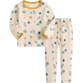 JunNeng Toddler Boys Cotton Pajamas Set Animal Print Long-Sleeves Snug Fit 2pcs Stretchy Baby Kids Cute Sleepwear Autumn