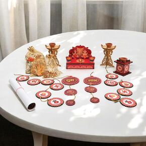 GKD Diwali Decorations All-in-One Kit – 14 Pooja Decor Items Including Diya, Diya Stand, Rangoli, Lights, Laxmi Ji Photo, and Pooja Samagri with Pooja Instructions | Made in India | Eco-Friendly (14)