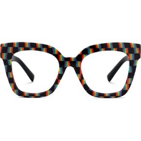 Zeelool Trendy Rectangle Eyeglasses with Non-prescription Clear Lens for Women TR90 Eyewear Malcolm VFT0269-13 Black-Tortoise in Saudi Arabia