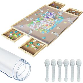 2 PCS Puzzle Board Cover Mat 34x26 Inch Jigsaw Puzzle Table Cover mat with Locking Buckles for 1500 Piece Jigsaw Puzzle Table Puzzle Table Replace Cover (Cover mat only)