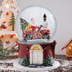 Christmas Snow Globe Musical - Gingerbread Man Snow Globes Candy House Christmas Water Snow Globes LED Light Change Music Box Home Christmas Decor for Kids