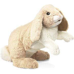 Folkmanis Floppy Bunny Rabbit Hand Puppet, Tan, White, 1 EA