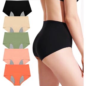 ETAOLINE Seamless Underwear for Women Period Panties Menstrual Underwear Packs of 5