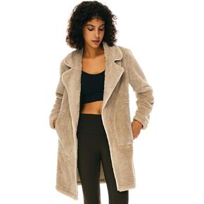 Orolay Women's Winter Fuzzy Fleece Jacket Long Sleeve Lapel Open Front Cardigan Faux Fur Coat with Pockets