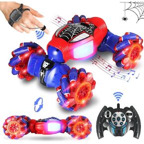 Spider Gesture Sensing RC Stunt Car with Lights & Music Boys Toys for Ages 5-7 8-13, 2.4GHz 4WD Hand-Controlled 360° Rotation RC Drift Twist Car, Transform Off Road Remote Control Spider Toy Car
