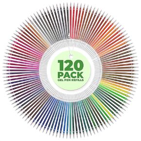 120Pcs Gel Pen Refills - Glitter Gel Pens for Coloring Metallic Gel Pens Colored Pens Pastel Pens for Drawing Fluorescence Neon Gel Pens Ink Pen Refills Glitter Pens - Colorful Pens Glitter Pen Set