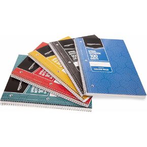 Amazon Basics College Ruled Wirebound Spiral Notebook, 70 Sheet - 5-Pack, Assorted Lattice Pattern Colors
