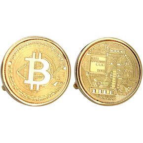Gold Bitcoin Cufflinks- Gold Plated Cufflinks - Presentation Box Included
