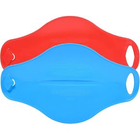 Snow Sled Boards for Kids and Adults, Connectable Plastic Snow, Sand and Grass Sliders (Red and Navy)