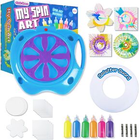 Sixth Space Spin Art Machine for Kids Ages 6-8, Adjustable Speed Arts&Crafts Paint Spinner Toys with Thicker Splatter Guard, Battery Operated Splatter Paint, Crafts Kits, Gift for Boys Girls Adults