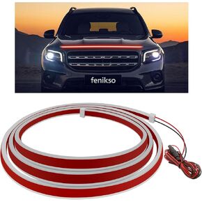 Car LED Hood Light Strip with Dynamic Scan,12V Flexible Neon Accent Light Strip Daytime Running Lights for Car,Waterproof,Cover Decoration Accessories for Cars, SUVs, Trucks, White,70in/1.8m