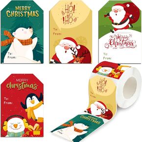 200PCS Christmas Gift Tags Stickers Roll, 2″*3″ Merry Christmas Stickers, Gift Tags for Christmas Presents, Christmas Name Tags Stickers, Christmas Labels for Gifts, Xmas Gifts Labels