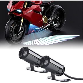 2Pcs Motorcycle Angel Wings Projection Light kit, Angel Wings Motorcycle Projector Lights Motorcycle Angel Wing Lights for Moto Scooter Electric Vehicle Har-Ley (White)