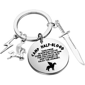 BNQL Camp Half Blood Keychain Camp Half Blood Horse Gifts Percy Jackson Movie Inspired Gifts Percy Fans Gifts Horse Keyring