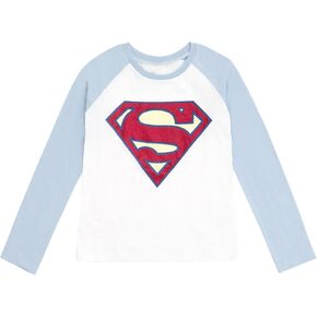 DC Comics Justice League Girls Long Sleeve T-Shirt Little to Big Kid Sizes (4-14-16)