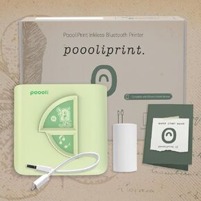 Poooliprint LE Inkless Pocket Printer - Mini Phone Bluetooth Portable Poooli Thermal Printer for iOS + Android Print Sticky Photos, Labels, Notes, Lists for Journal, Pink