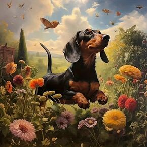 WSLWXSHM Diamond Art Painting Kits for Adults Dachshund Dog, Round Full Drill Diamond Art Kits, 5D DIY Paint with Diamonds Crafts for Home Wall Decoration Gifts 12×12Inch, Animal