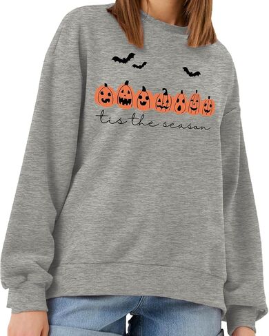 PQZ Halloween Sweatshirt for Women Dog Halloween Long Sleeved Shirt Halloween Crewneck Sweater Spooky Halloween T-Top in Saudi Arabia