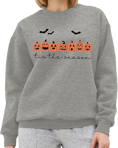 PQZ Halloween Sweatshirt for Women Dog Halloween Long Sleeved Shirt Halloween Crewneck Sweater Spooky Halloween T-Top in Saudi Arabia