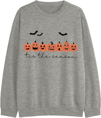 PQZ Halloween Sweatshirt for Women Dog Halloween Long Sleeved Shirt Halloween Crewneck Sweater Spooky Halloween T-Top in Saudi Arabia