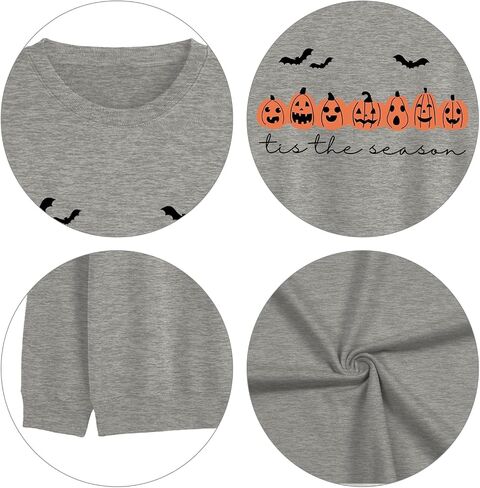 PQZ Halloween Sweatshirt for Women Dog Halloween Long Sleeved Shirt Halloween Crewneck Sweater Spooky Halloween T-Top in Saudi Arabia