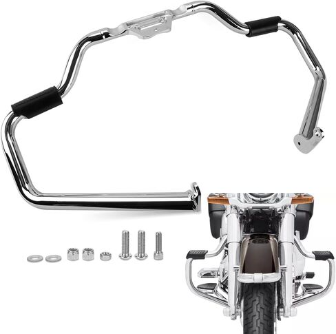 PSLER Softail Crash Bar Engine Guard - شريط الطريق السريع لعام 2018-2024 Softail Deluxe Fxlrst Street Bob Fat-Boy Heritage Classic Sport Glide Slim Breakout Low Rider باستثناء FXDRS OE 49000138 (كروم) in Saudi Arabia