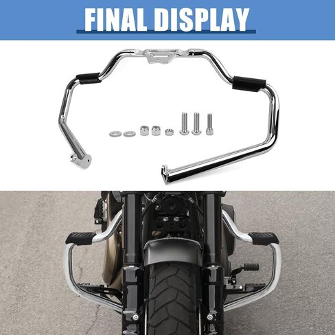 PSLER Softail Crash Bar Engine Guard - شريط الطريق السريع لعام 2018-2024 Softail Deluxe Fxlrst Street Bob Fat-Boy Heritage Classic Sport Glide Slim Breakout Low Rider باستثناء FXDRS OE 49000138 (كروم) in Saudi Arabia