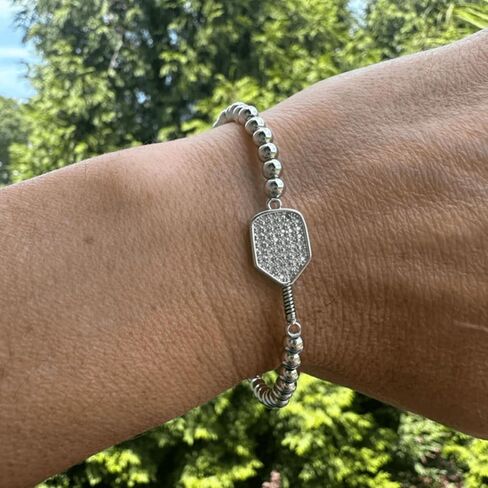 Pickleball Beaded Stretch Rhinestone Bracelet in Kuwait
