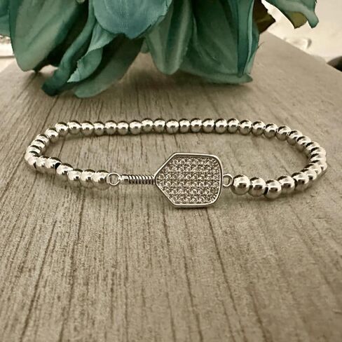 Pickleball Beaded Stretch Rhinestone Bracelet in Kuwait