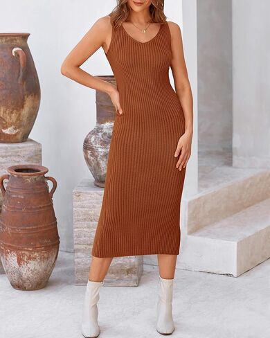 BTFBM Women Fall Knit Sweater Dress Set Bodycon Slit Midi Dresses Button Down Long Sleeve Cropped Cardigan 2 Piece Sets in Kuwait