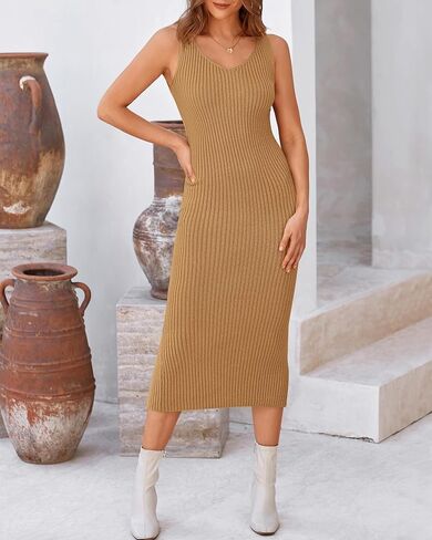 BTFBM Women Fall Knit Sweater Dress Set Bodycon Slit Midi Dresses Button Down Long Sleeve Cropped Cardigan 2 Piece Sets in Saudi Arabia