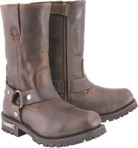 حذاء Milwaukee Leather MBM9062 للرجال كلاسيكي مقاس 11 بوصة باللون البني الداكن ومقدمة مربعة للدراجات النارية - 11 in Saudi Arabia