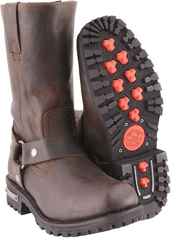 حذاء Milwaukee Leather MBM9062 للرجال كلاسيكي مقاس 11 بوصة باللون البني الداكن ومقدمة مربعة للدراجات النارية - 11 in Saudi Arabia