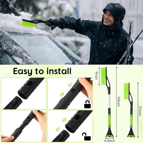 27"-33" Snow Brush and Detachable Ice Scraper with Ergonomic Foam Grip Scalable Range 27" Winter Accessories for Cars Trucks SUV(Red) in Kuwait