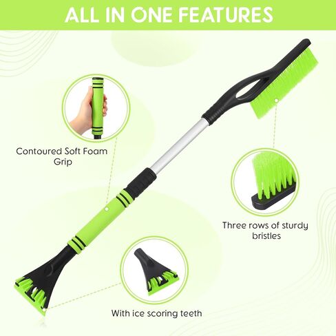 27"-33" Snow Brush and Detachable Ice Scraper with Ergonomic Foam Grip Scalable Range 27" Winter Accessories for Cars Trucks SUV(Red) in Kuwait
