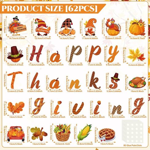 Dianelhall Happy Thanksgiving Classroom Bulletin Board Cutout Happy Fall Pumpkin Gnome Turkey Classroom Decorations Leaves Cutouts for Thanksgiving Autumn Harvest School Chalkboard Wall Decor Supplies in Saudi Arabia
